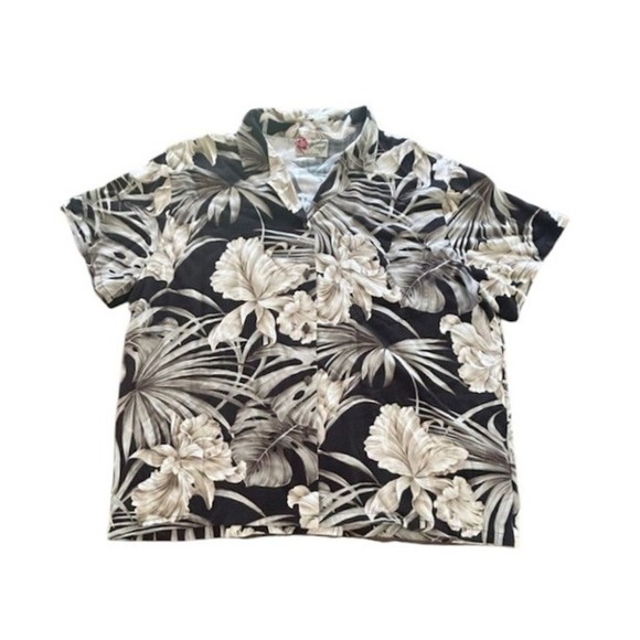 Hilo Hattie Other - Hilo Hattie The Hawaiian Shirt Black Floral Vacation Button Down Mens Size Large